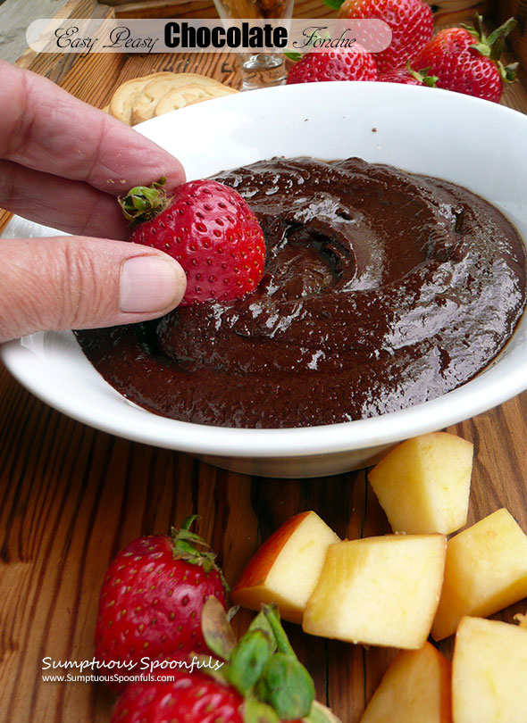 Easy Peasy Chocolate Fondue ~ Sumptuous Spoonfuls #5minute #chocolate #fondue #recipe