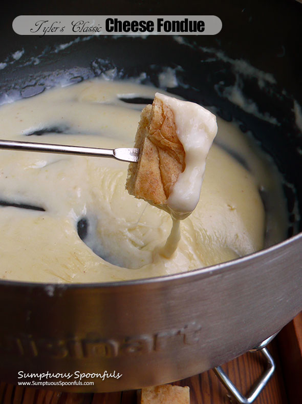 Tyler's Classic Cheese Fondue ~ Sumptuous Spoonfuls #cheese #fondue #recipe #TylerFlorence #YUM!