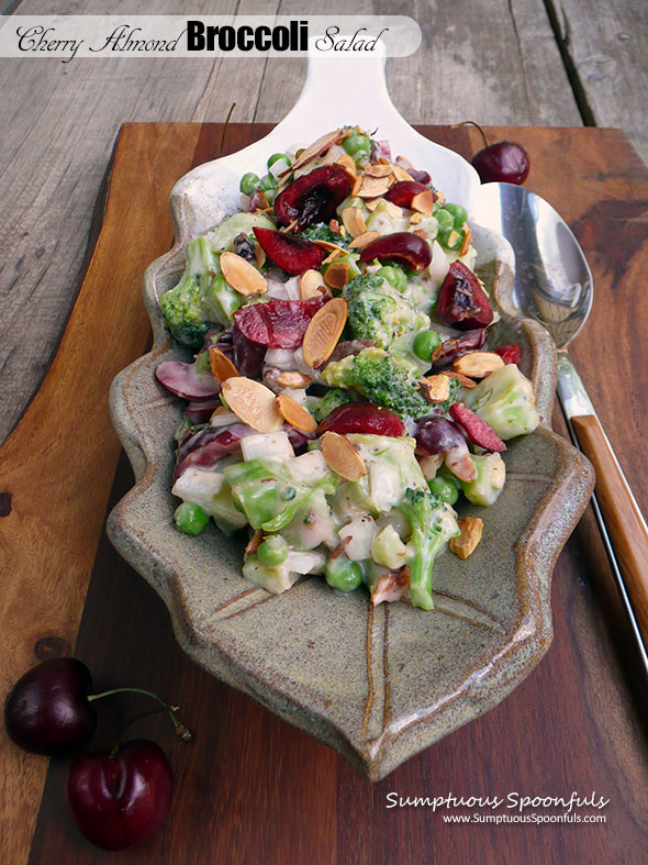 Cherry Almond Broccoli Salad ~ Sumptuous Spoonfuls #easy #summer #potluck #salad #recipe