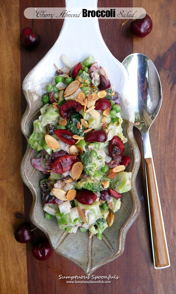 Cherry Almond Broccoli Salad ~ Sumptuous Spoonfuls #easy #summer #potluck #salad #recipe