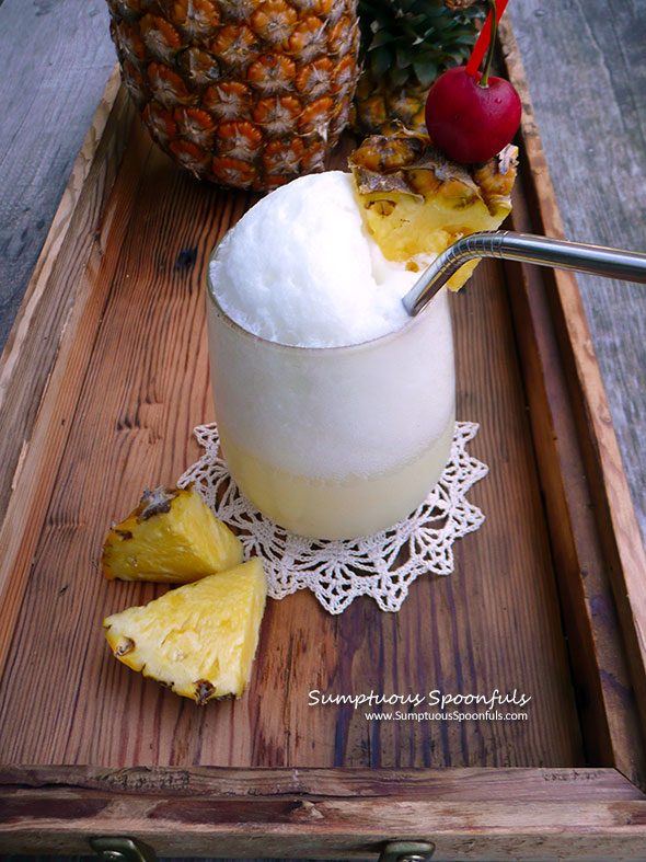 Hawaiian Fizz ~ Sumptuous Spoonfuls #cocktail #mocktail #coconut #pineapple #drink #recipe