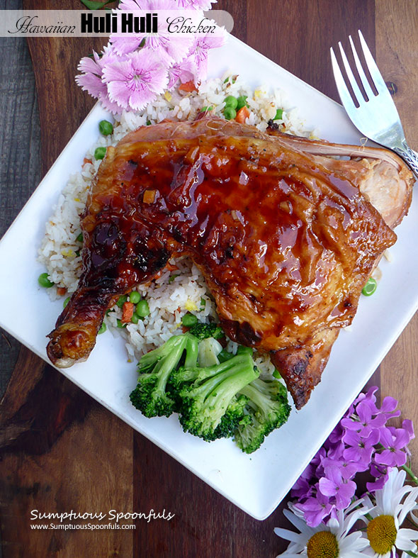 Hawaiian Huli Huli Chicken ~ Sumptuous Spoonfuls #tender #juicy #Hawaiian #grilled #chicken #recipe