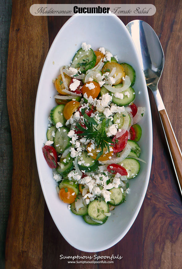 Mediterranean Cucumber Tomato Salad ~ Sumptuous Spoonfuls #light #easy #summer #salad #recipe