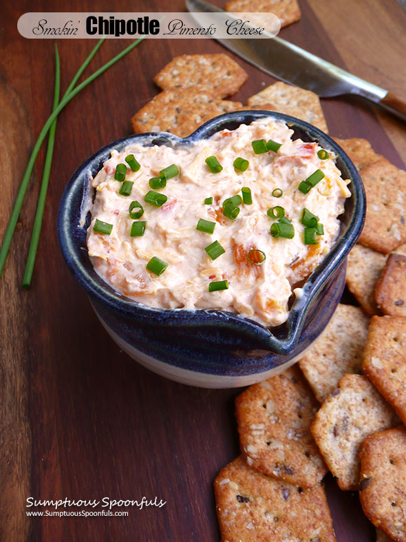 Smokin' Chipotle Pimento Cheese ~ Sumptuous Spoonfuls #easy #spicy #cheese #spread #recipe