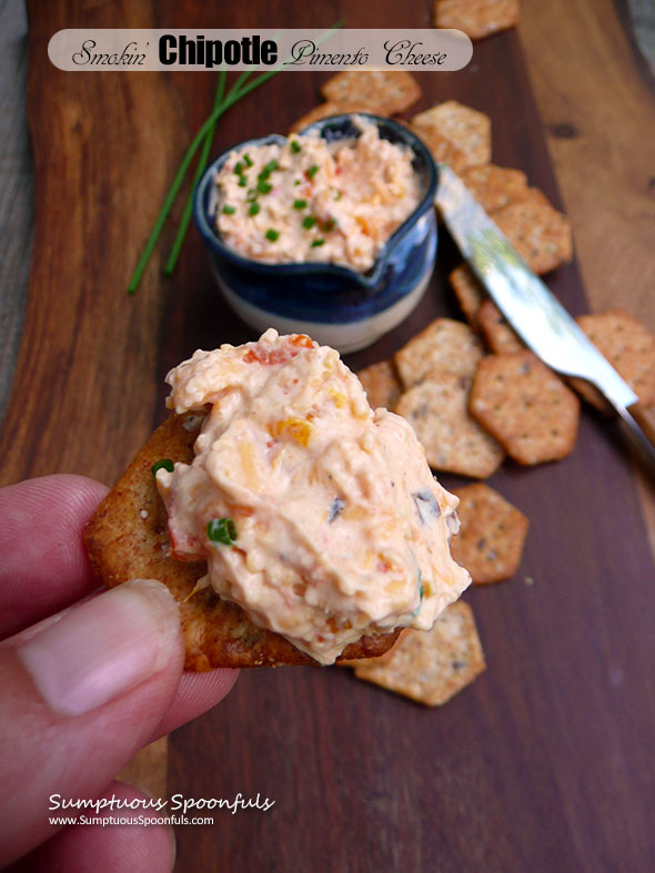 Smokin' Chipotle Pimento Cheese ~ Sumptuous Spoonfuls #easy #spicy #cheese #spread #recipe