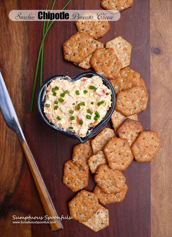 Smokin' Chipotle Pimento Cheese ~ Sumptuous Spoonfuls #easy #spicy #cheese #spread #recipe