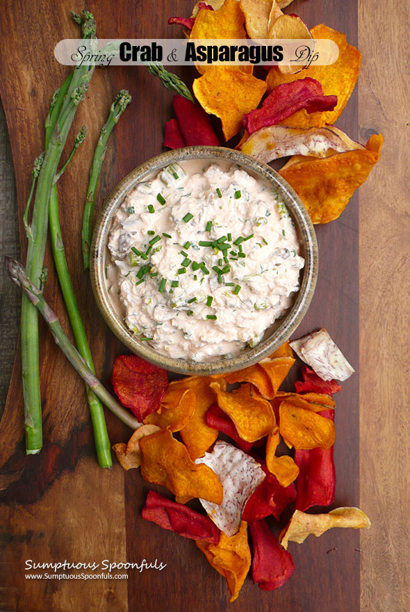 Spring Crab & Asparagus Dip ~ Sumptuous Spoonfuls #crab #asparagus #dip #recipe