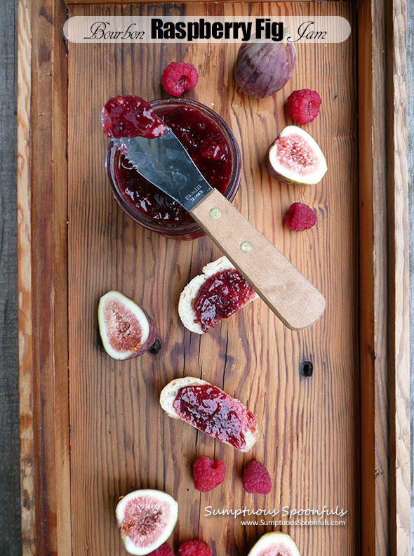 Small Batch Bourbon Raspberry Fig Jam ~ Sumptuous Spoonfuls #easy #nocanning #jam #recipe