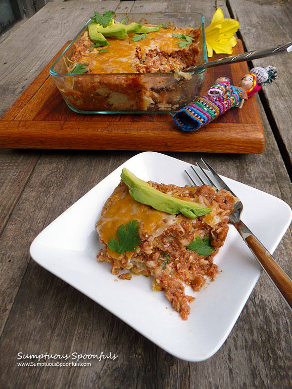 Easy Breakfast Chilaquiles ~ Sumptuous Spoonfuls #Mexican #breakfast #casserole #recipe