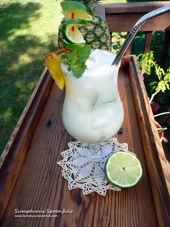 Hawaiian Mojito ~ Sumptuous Spoonfuls #tropical #cocktail #recipe #coconut #lime