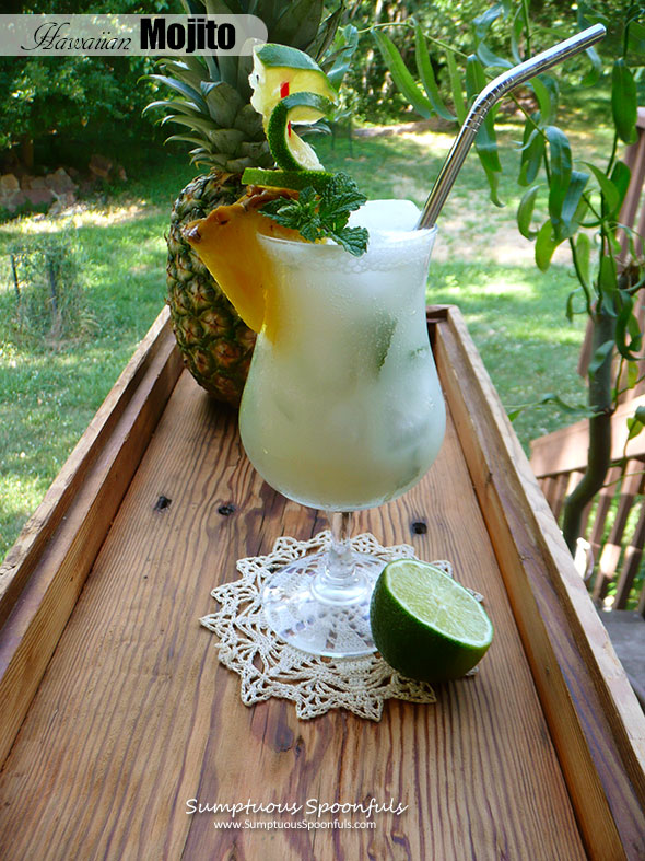 Hawaiian Mojito ~ Sumptuous Spoonfuls #tropical #cocktail #recipe #coconut #lime
