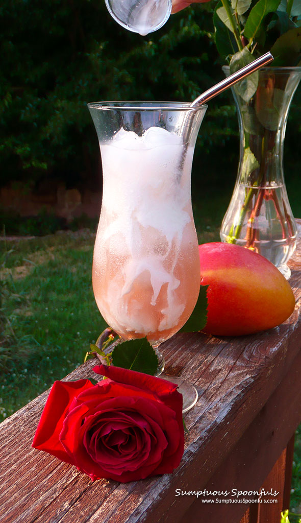 Honey Mango Rose Italian Cream Soda ~ Sumptuous Spoonfuls #Homemade #Tropical #Italian #Soda #Recipe