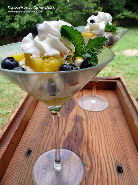 Pineapple Blueberry Cloud Parfaits ~ Sumptuous Spoonfuls #light #fruity #summer #dessert #recipe
