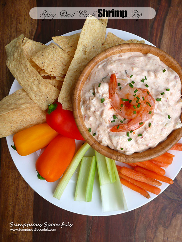 Spicy Devil Creole Shrimp Dip ~ Sumptuous Spoonfuls #spicy #shrimp #dip #recipe