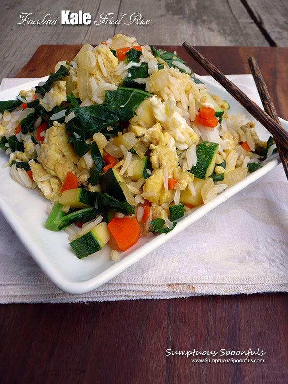 Zucchini Kale Fried Rice ~ Sumptuous Spoonfuls #healthy #Asian #zucchini #friedrice #recipe