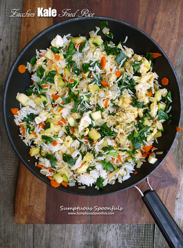 Zucchini Kale Fried Rice ~ Sumptuous Spoonfuls #healthy #Asian #zucchini #friedrice #recipe