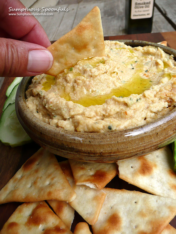 Smoky Roasted Garlic Zummus (Zucchini Hummus) ~ Sumptuous Spoonfuls #zucchini #hummus #recipe