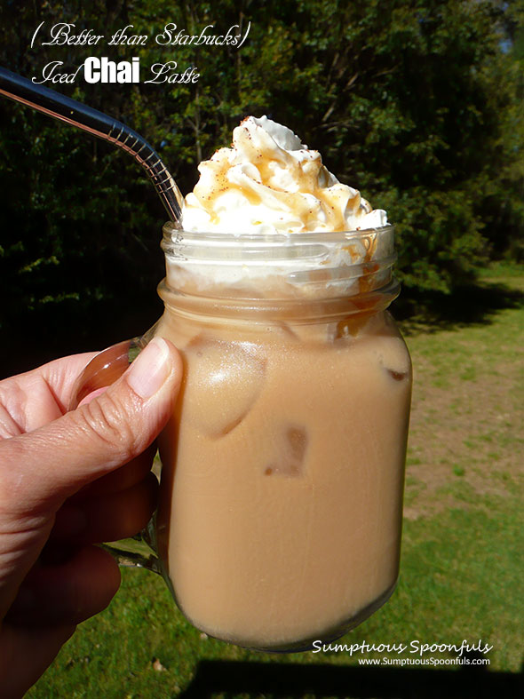 (Better than Starbucks) Iced Chai Latte ~ Sumptuous Spoonfuls #iced #chai #latte #recipe