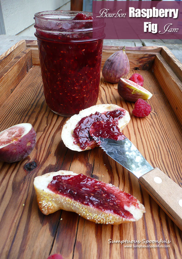 Small Batch Bourbon Raspberry Fig Jam ~ Sumptuous Spoonfuls #easy #nocanning #jam #recipe