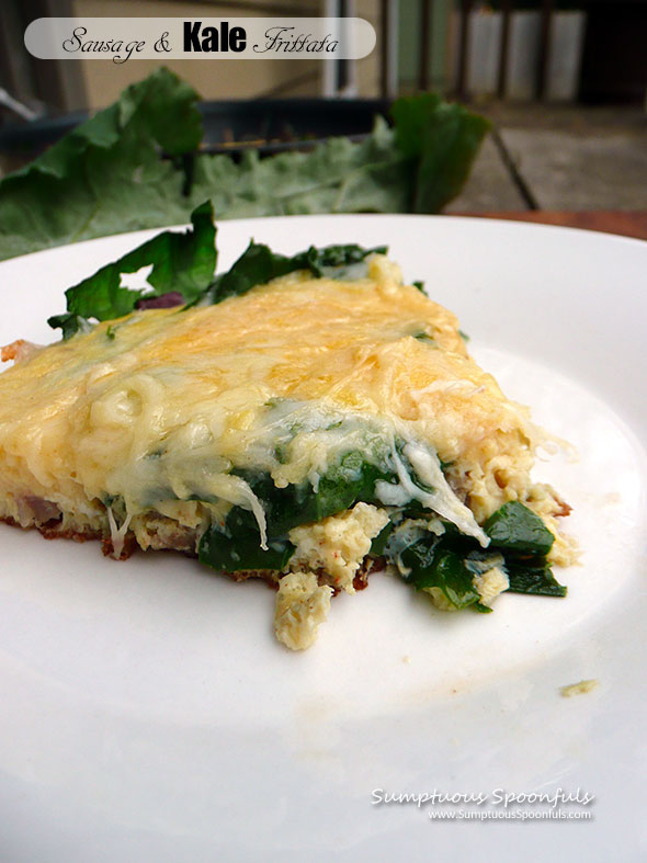 Sausage & Kale Frittata ~ Sumptuous Spoonfuls #Sausage #Kale #Breakfast #Recipe