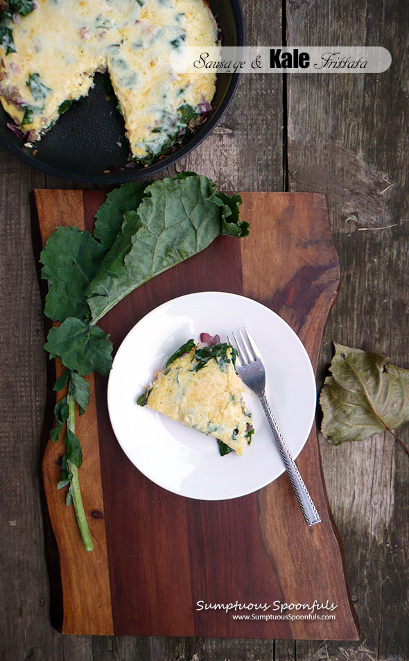 Sausage & Kale Frittata ~ Sumptuous Spoonfuls #Sausage #Kale #Breakfast #Recipe