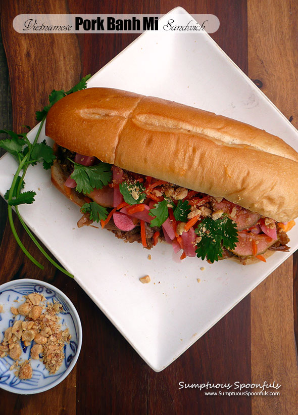 Vietnamese Pork Banh Mi Sandwiches ~ Sumptuous Spoonfuls #Asian #Pork #Sandwich #recipe