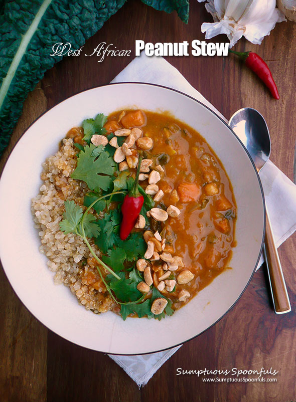 West African Peanut Stew ~ Sumptuous Spoonfuls #spicy #vegetarian #stew #recipe