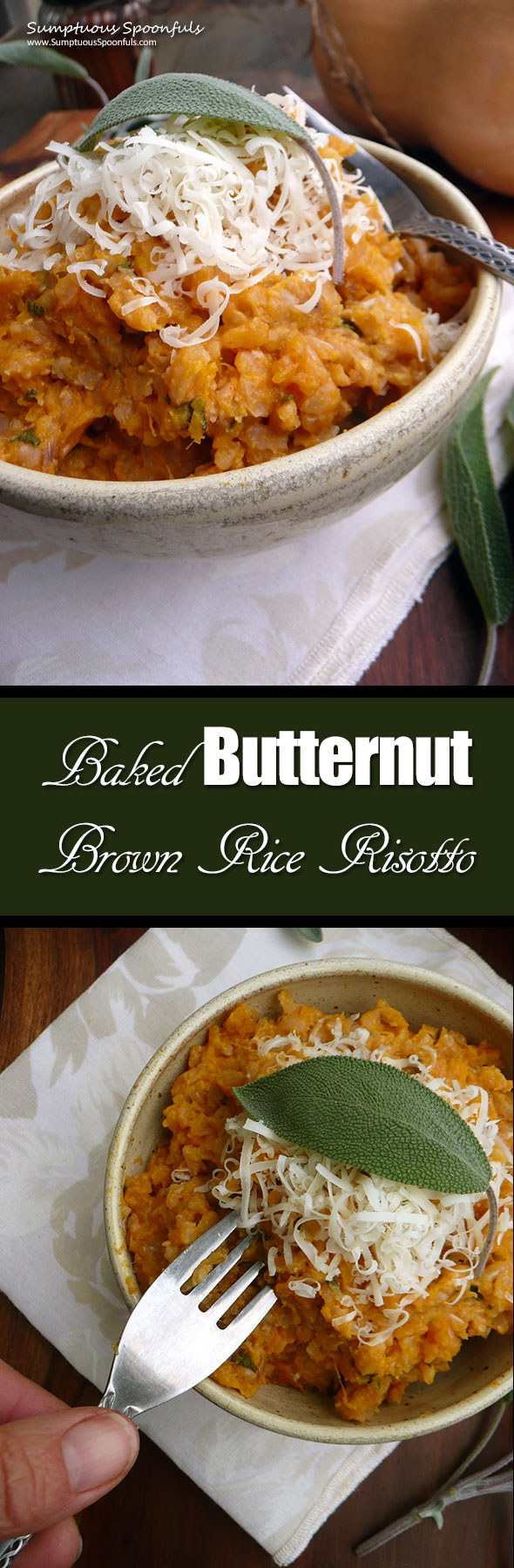 Baked Butternut Brown Rice Risotto ~ Sumptuous Spoonfuls #easy #healthy #risotto #recipe