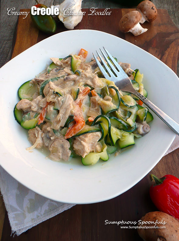 Creamy Creole Chicken Zoodles ~ Sumptuous Spoonfuls #Cajun #Creole #Chicken #Recipe