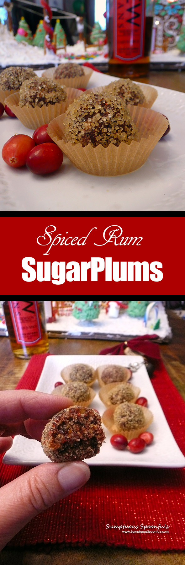 Spiced Rum Sugar Plums ~ Sumptuous Spoonfuls #holiday #dessert #recipe
