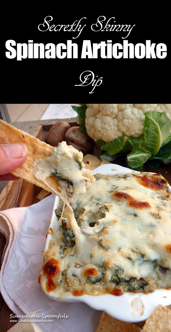 Secretly Skinny Spinach Artichoke Dip ~ Sumptuous Spoonfuls #superhealthy #powerfood #dip #recipe