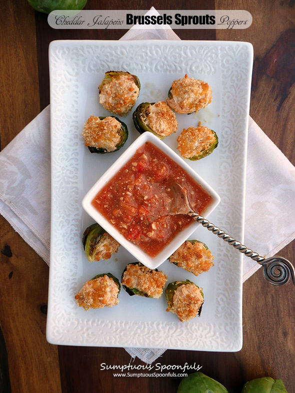 Cheddar Jalapeno Brussel Sprouts Poppers ~ Sumptuous Spoonfuls #easy #healthy #appetizer #recipe