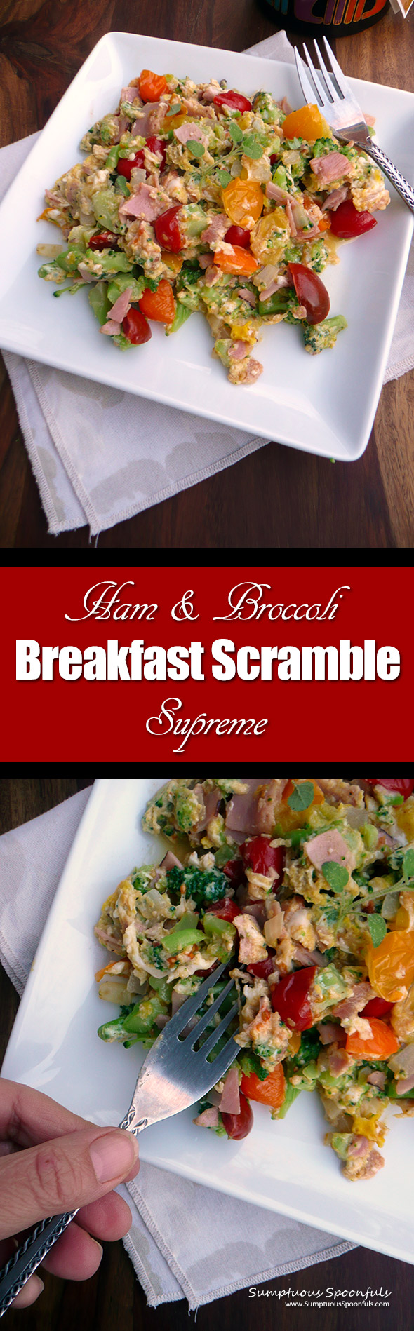Ham & Broccoli Breakfast Supreme ~ Sumptuous Spoonfuls #lowcarb #breakfast #recipe