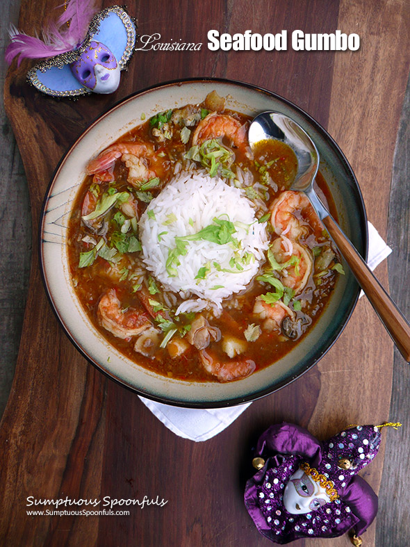 Lousiana Seafood Gumbo ~ Sumptuous Spoonfuls #gumbo #recipe