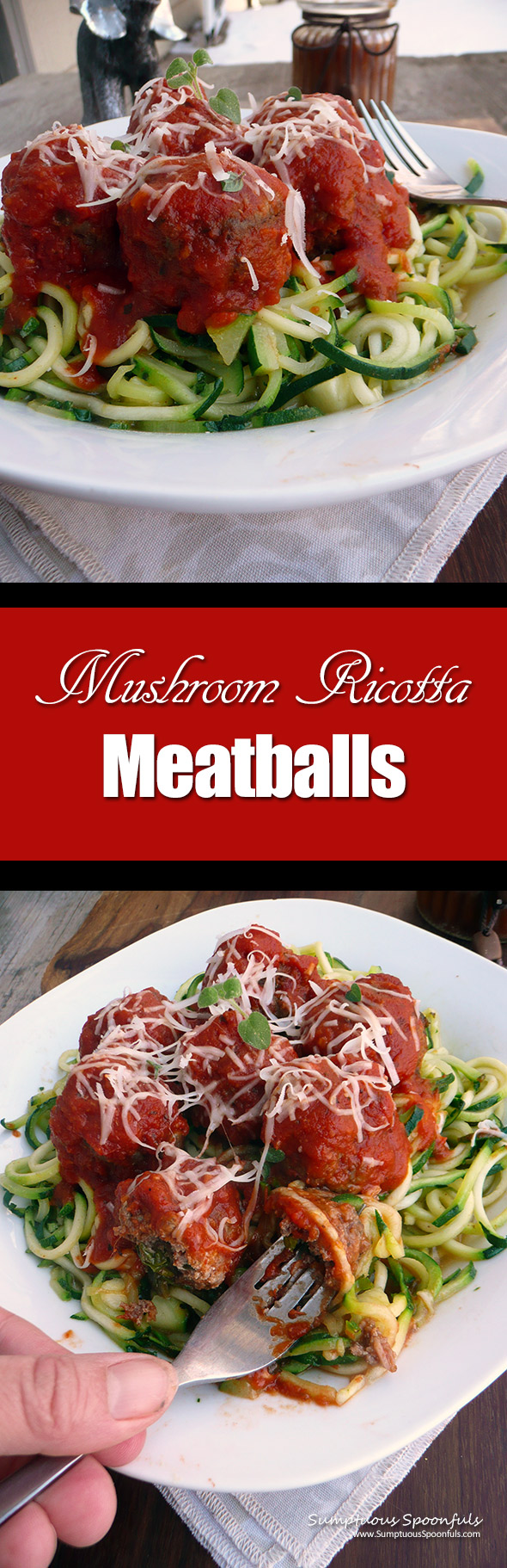 Mushroom Ricotta Meatballs ~ Sumptuous Spoonfuls #meatballs #recipe