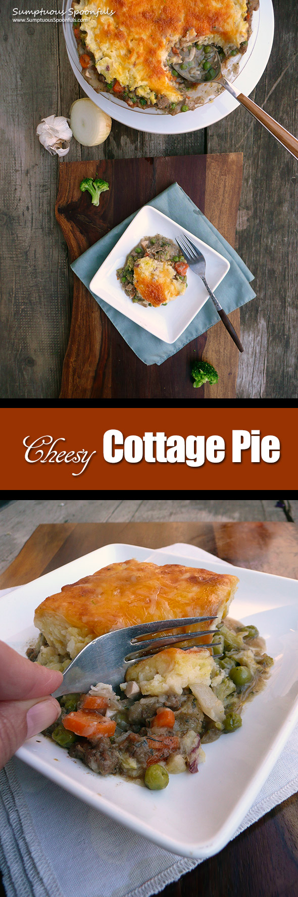 Cheesy Cottage Pie ~ Sumptuous Spoonfuls #beef #potato #pie #recipe