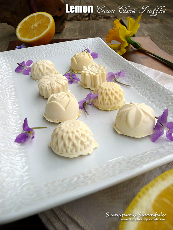 Lemon Cream Cheese Truffles ~ Sumptuous Spoonfuls #dessert #recipe