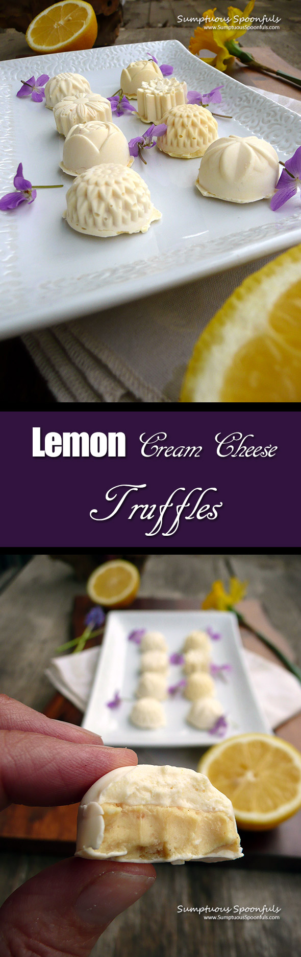 Lemon Cream Cheese Truffles ~ Sumptuous Spoonfuls #dessert #recipe