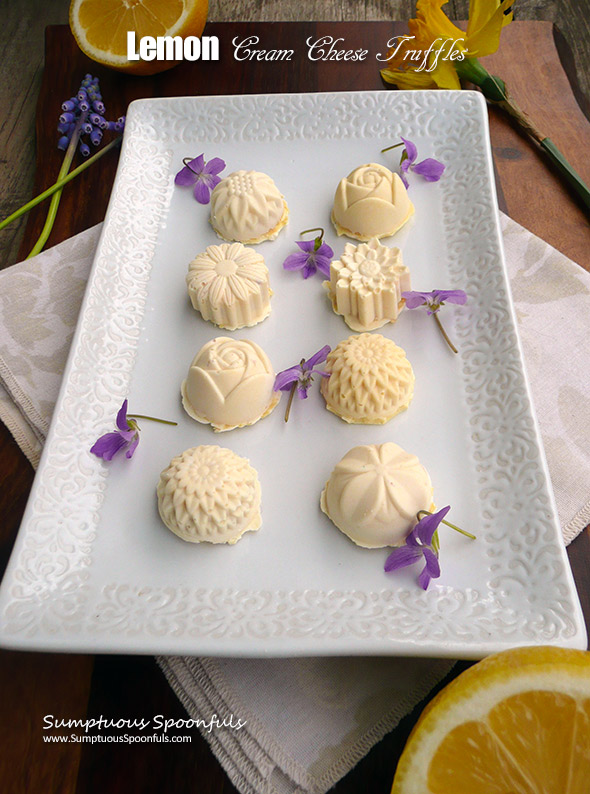 Lemon Cream Cheese Truffles ~ Sumptuous Spoonfuls #dessert #recipe