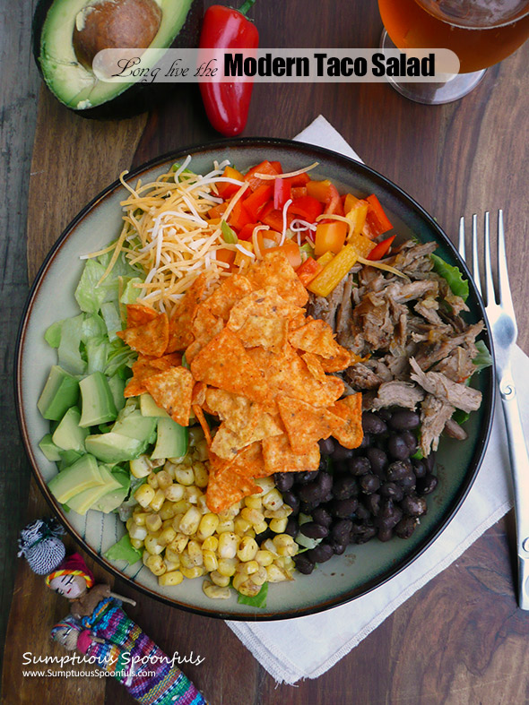 Modern Taco Salad w Sriracha Ranch Dressing ~ Sumptuous Spoonfuls #amazing #taco #salad #recipe