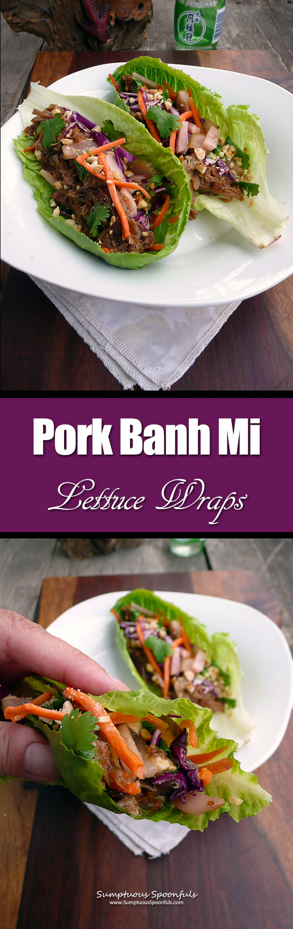 Pork Banh Mi Lettuce Wraps ~ Sumptuous Spoonfuls #Vietnamese #Asian #pork #recipe