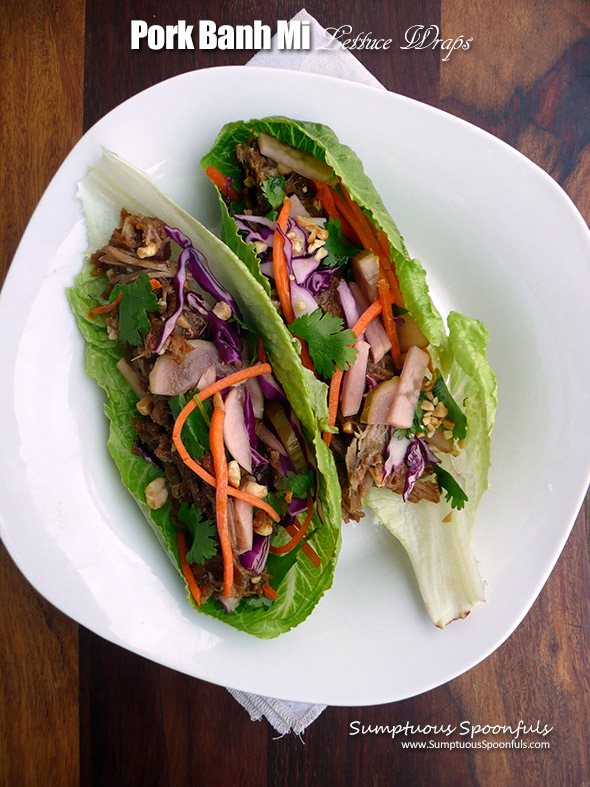 Pork Banh Mi Lettuce Wraps ~ Sumptuous Spoonfuls #Vietnamese #Asian #pork #recipe