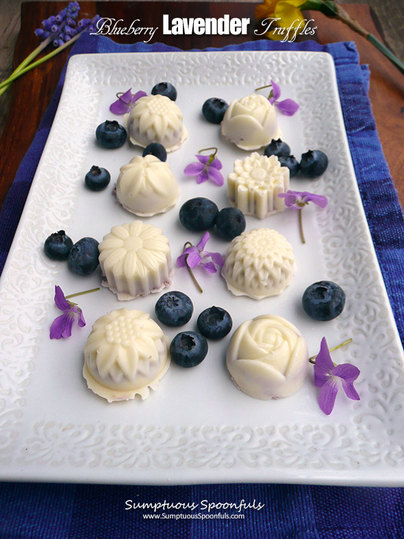 Blueberry Lavender Truffles ~ Sumptuous Spoonfuls #blueberry #truffles #recipe