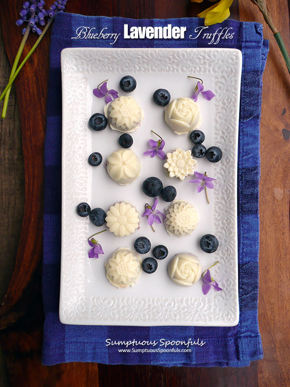 Blueberry Lavender Truffles ~ Sumptuous Spoonfuls #blueberry #truffles #recipe
