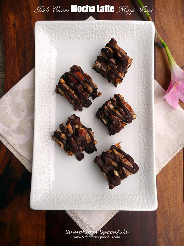 Irish Cream Mocha Latte Magic Bars ~ Sumptuous Spoonfuls #easy #decadent #dessert #recipe