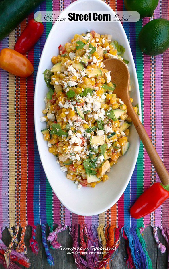 Mexican Street Corn Salad w/Zucchini ~Sumptuous Spoonfuls #easy #Mexican #salad #recipe