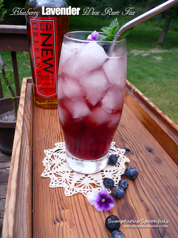 Blueberry Lavender Wine Rum Fizz ~ Sumptuous Spoonfuls #blueberry #cocktail #recipe
