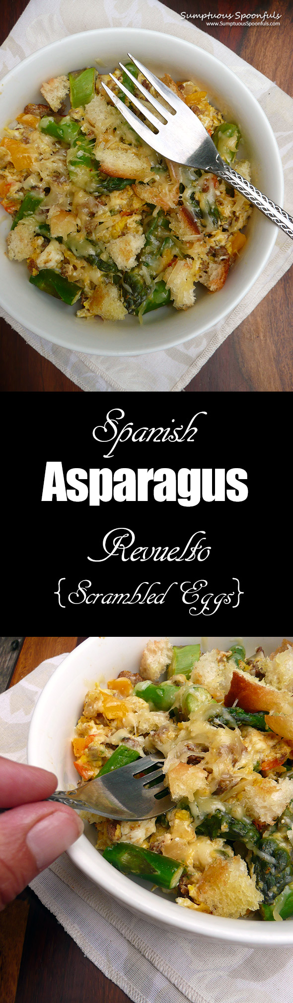 Spanish Asparagus Revuelto ~ Sumptuous Spoonfuls #easy #elegant #scrambledEggs #recipe