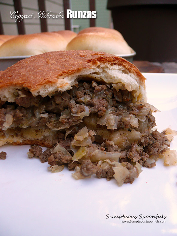 Copycat Nebraska Runza Pocket Sandwiches ~ Sumptuous Spoonfuls #beef #cabbage #sandwich #recipe