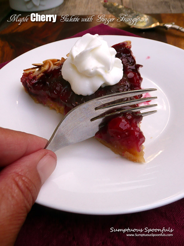 Maple Cherry Galette w Ginger Frangipane ~ Sumptuous Spoonfuls #cherry #pie #recipe